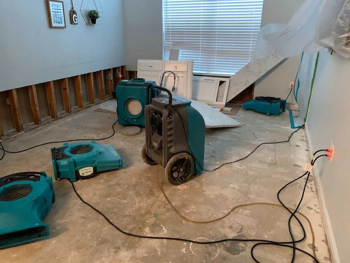 Dehumidifier in flood-cut room for Water Damage Restoration in North Branch